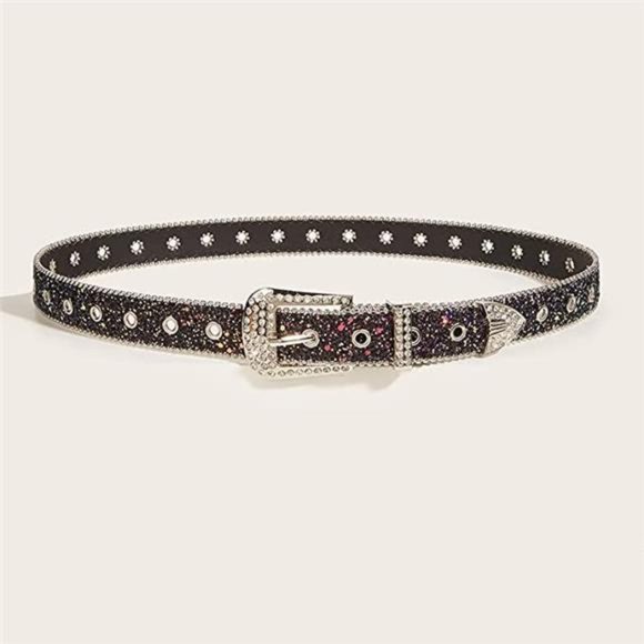 NociHah Rhinestone Belt Western Cowboy Cowgirl Bling Studded Leather Belt